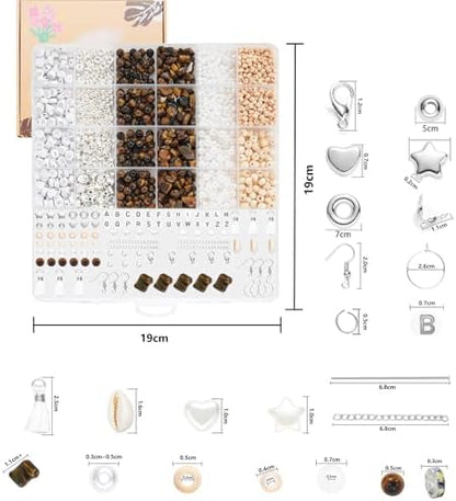 Xyliise Bracelet Making Kit Natürliche Perlen Set for Adults Beads for Bracelets Silver Jewelry Making Supplies DIY Jewelry Necklace Earrings (CZ006-Tiger's Eye) - Image 3