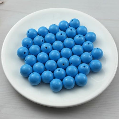 40pcs Acrylic Round Beads for Crafts 16mm Resin Candy Color Spacer Beads with Hole for Jewelry Making Sewing Crafts Decoration Necklaces Bracelets Earrings Supplies(Sky Blue) - Image 2