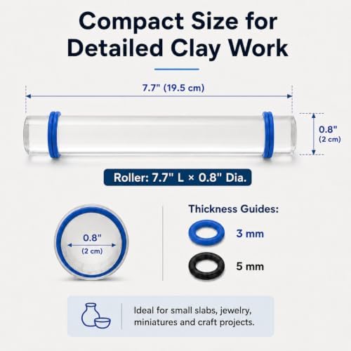 Diyoohomy Clay Rolling Pin Thickness Rings, Acrylic Roller Polymer Tools - Image 3