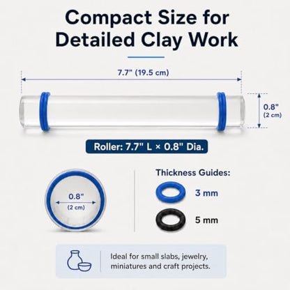 Diyoohomy Clay Rolling Pin Thickness Rings, Acrylic Roller Polymer Tools - Image 3
