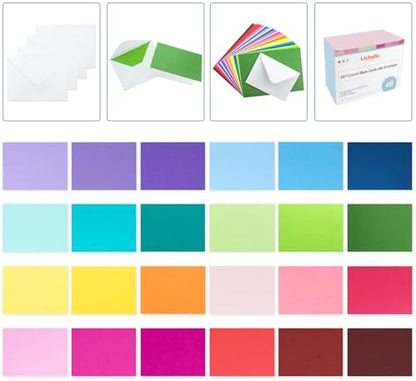 48 Pack Blank Folded Cards and Envelopes Colored Cards White Envelopes 5 x 7 Inch Colorful Greeting Cards 24 Assorted Colors Heavy Weight for Greeting,Invitation,Card Making - Image 4