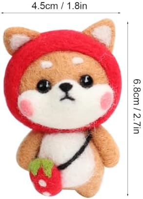 MOPFOL Needle Felting Kit 4 Styles - DIY Wool Craft with Foam Pad, Felting Needles & Accessories for Animal Doll Making(Strawberry Shiba Inu) - Image 4