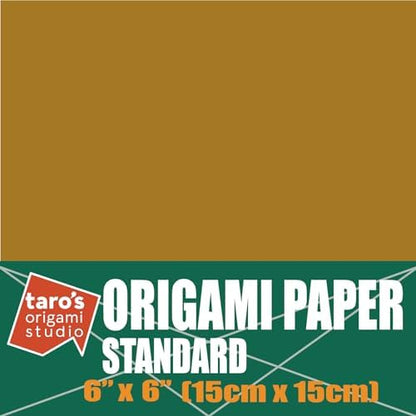 [Taro's Origami Studio] Standard 6 Inch One Sided Single Color (Ocher) 50 Sheets (All Same Color) Square Easy Fold Premium Japanese Paper for Beginner (Made in Japan) - Image 2