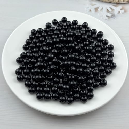 200pcs Acrylic Round Beads for Crafts 10mm Resin Candy Color Spacer Beads with Hole for Jewelry Making Sewing Crafts Decoration Necklaces Bracelets Earrings Supplies(Black) - Image 2