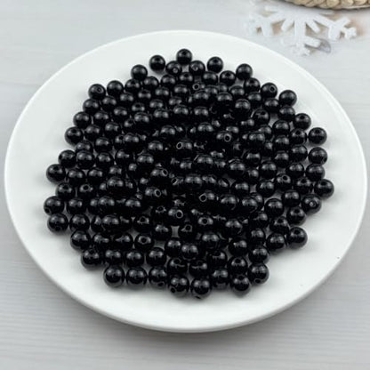 200pcs Acrylic Round Beads for Crafts 10mm Resin Candy Color Spacer Beads with Hole for Jewelry Making Sewing Crafts Decoration Necklaces Bracelets Earrings Supplies(Black) - Image 2