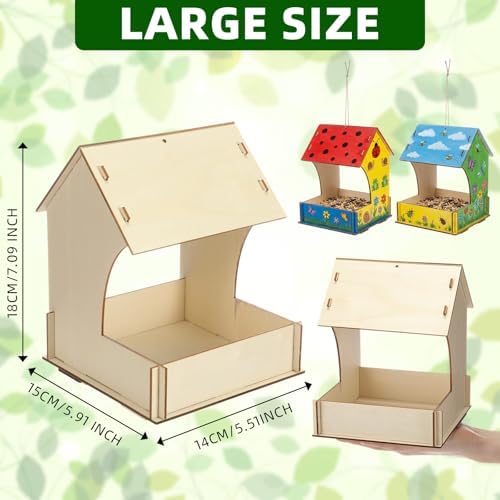 48 Pack Wooden Bird Feeder Kits Bulk Bird Houses to Paint Unfinished Craft - Image 2