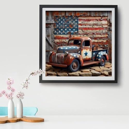Tiwabb American Truck Flag Stamped Cross Stitch Kits for Adults Beginners - Image 3