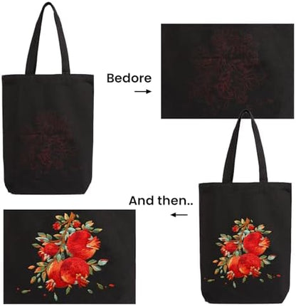 CREAWONDER Canvas Tote Bag Embroidery Kit with Pattern for Beginners, Arts and DIY Embroidery Crafts Kits for Adults, Include Instructions, Embroidery Hoops, Color Threads and Tool - Image 5