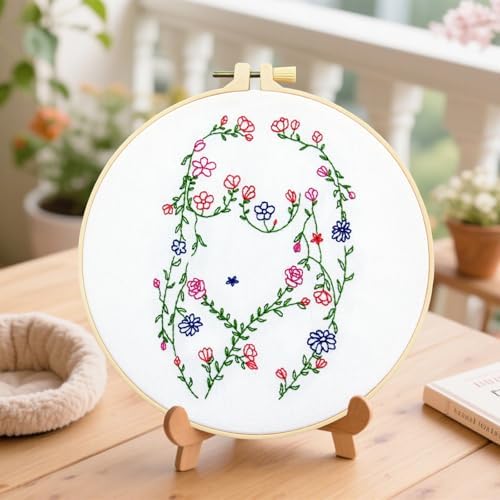 Woman Flowers Embroidery Kits for Beginners Adults, Floral Hand Embroidery Starters Kits, Stamped Cross Stitch Kits DIY Needlepoint Kits for Beginners Adult, Embroidery Hoop, Thread and Video Tutorial - Image 7