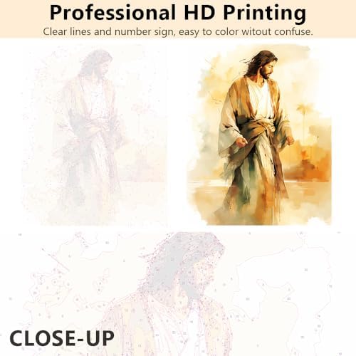 TUMOVO Paint by Numbers for Adults Beginner Jesus Adult Paint by Number with Brushes Acrylic Painting Christian DIY Acrylic Paint by Numbers Kits on Canvas Religion Art Crafts 16"x20"(Frameless) - Image 7