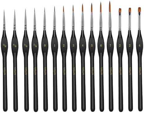 Miniature Paint Brushes, 15PCS Model Brushes Detail Paint Brush Set, Fine Detailing for Watercolor, Oil, Face, Acrylic, Nail, Line Drawing, Scale Model Painting（Black） - Image 2