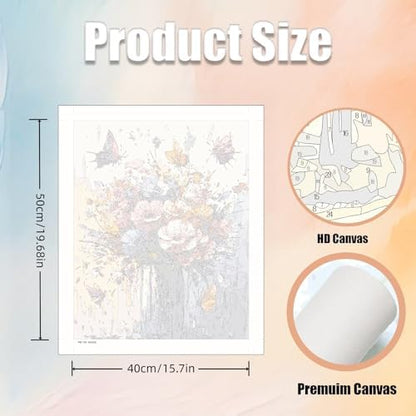 5DDIYART Butterfly Flower Paint by Numbers for Adults Beginner, Paint by Number Kits on Canvas, Paint by Easy Acrylic Oil Painting Home Wall Decor 16x20inch - Image 3