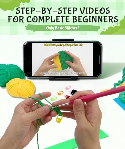 Totiro Crochet Kit for Beginners, Long-Legged Frog Amigurumi Starter Kit, Easy DIY Craft Set with Step-by-Step Video Tutorials, Animal Crochet Pattern Learning Kit for Teens Adults Birthday Gift - Image 2
