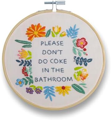 FUNATIC Please Don't Do Coke in The Bathroom Fun Embroidery Kit for Adults by FUNATIC