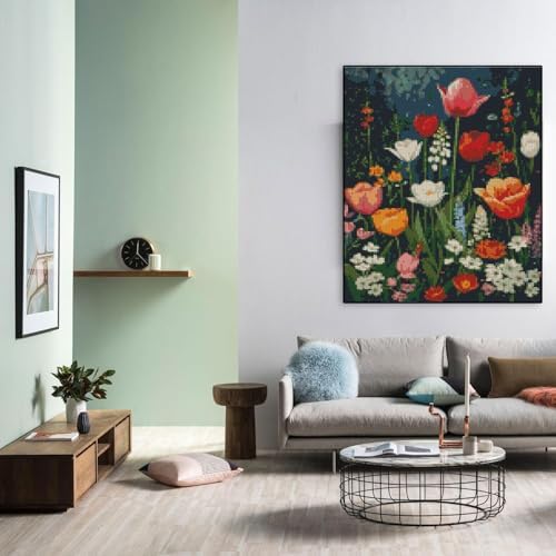 MYBISYMQQ Flower Stamped Cross Stitch Kits, DIY Flowers Cross Stitch Ornament Kits for Adults Beginners, Counted Embroidery Needlepoint Kits Home Decor 15.7x11.8 inch - Image 5