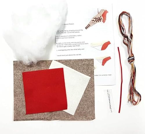 Wizardi Beginner Felt Craft Mini Kit for Adults - Embroidered Robin. Bird Felting Kit 7x9cm. Felting Tools. Wool Felting Supplies. Wool Felt. MKRBN1F Corinne Lapierre - Image 3