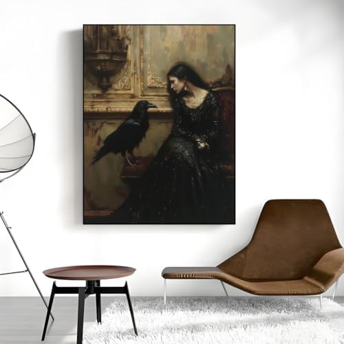 Gothic Crows Paint by Numbers Kit for Adults Framed Canvas, Frameworkless - Image 5