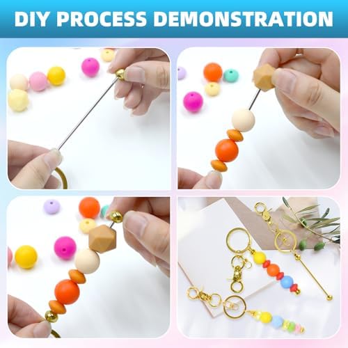 20 Pcs Beadable Keychains Bulk Kit – DIY Keychain Making Supplies with Metal Blanks for Crafts, Jewelry, Charms, Custom Projects – Blank Chain Bars for Beaded Keychain Design (Golden) - Image 4