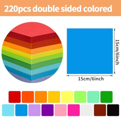 Praisebank Dark Blue Origami Paper, 220pcs 6x6 inch, Double Sided Color, Origami Paper Kit for Crafts, Origami Kit. - Image 2