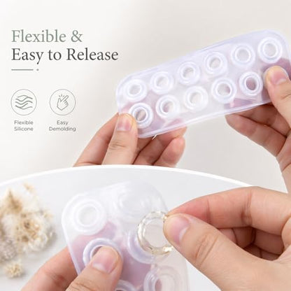 2Pcs Resin Ring Molds with 14 Rings and 7 Sizes,Silicone Resin Rings Making Kit,Round Pendant Jewelry Casting Mold for DIY Earrings Necklace Pendants Keyrings Crafts Decorations Making - Image 4
