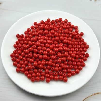300pcs Acrylic Round Beads for Crafts 8mm Resin Candy Color Spacer Beads with Hole for Jewelry Making Sewing Crafts Decoration Necklaces Bracelets Earrings Supplies(Red) - Image 2