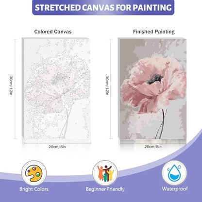 Framed Paint by Numbers Kit for Adults Beginner & Kids, Vintage Flowers Easy Paint by Numbers without Easel, DIY Acrylic Adult Painting by Number Kits on Canvas Framed for Gift Home Decor 8 x 12 Inch - Image 4