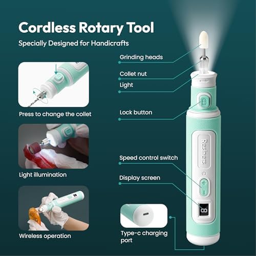 Resiners 52pcs Cordless Rotary Tool Kit for Resin Jewelry DIY Crafts - Image 2