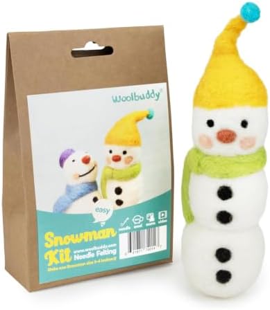 Woolbuddy Needle Felting Starter Kit (Snowman) for Adults with Tool & Guide by Woolbuddy