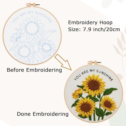 Nuberlic Sunflower Embroidery Kit for Beginners - Image 6