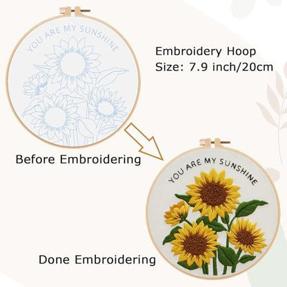 Nuberlic Sunflower Embroidery Kit for Beginners - Image 6