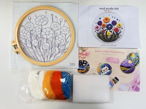 CaptainCrafts Needle Felting Kit for Adults Flowers Pattern DIY Home Decor - Image 3
