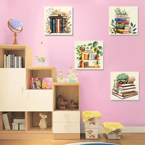 SYDYLH 6 Pack Framed Paint by Numbers for Adult, Books Easy Paint by Numbers with Frame, DIY Flowers Acrylic Adult Painting by Number Kits on Canvas for Gift Decor 8 x 8 Inch - Image 4