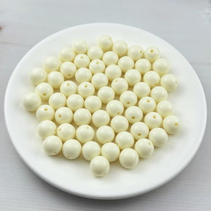 60pcs Acrylic Round Beads for Crafts 14mm Resin Candy Color Spacer Beads with Hole for Jewelry Making Sewing Crafts Decoration Necklaces Bracelets Earrings Supplies(Cream) - Image 2
