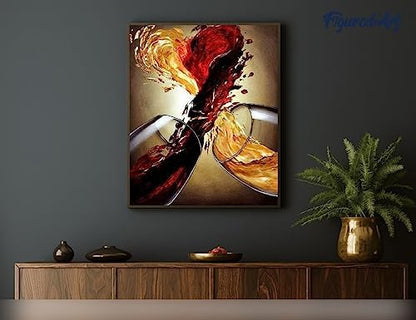 Figured'Art Paint by Numbers Kit for Adults Wine Mix 16"x20" - Craft Art Painting Rolled Canvas with DIY Wooden Frame - Image 4