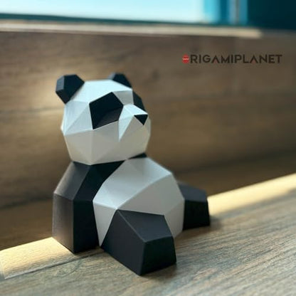 3D Panda Lanlan Origami Paper Craft Kit, Fun DIY Pre-Cut 3D Paper Art Model for Teens & Adults, Easy Handmade Animal Figurine Sculpture Gift Set for Bookshelf Decoration - Image 3