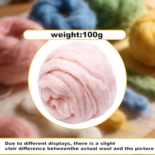 Wool Roving-3.5oz Needle Felting Wool, Soft Multi-Color Wool Fiber, Perfect Felting Wool Pure Wool, Chunky Yarn, for DIY Crafts, NeedleFelting Projects,and Artwork (Light Pink) - Image 2