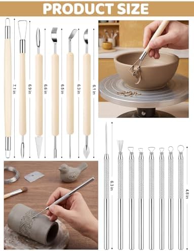 14Pcs Clay Sculpting Tools Kit, Ceramic Clay Ball Stylus Dot Painting Tools, Air Dry Clay Tools Set for Carving, Dotting, Embossing, Shaping, Molding, Pottery Crafts, Nail Art, Rhinestone, Rock - Image 2