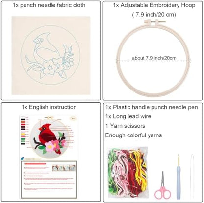 Louise Maelys Punch Needle Kit for Beginners with Cardinal Bird Pattern - Image 2