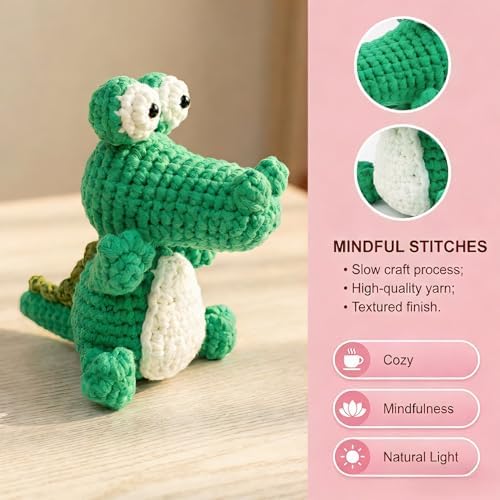 minimal beee Crocodile Crochet Kit for Beginners Easy Yarn Video Tutorials - Image 6