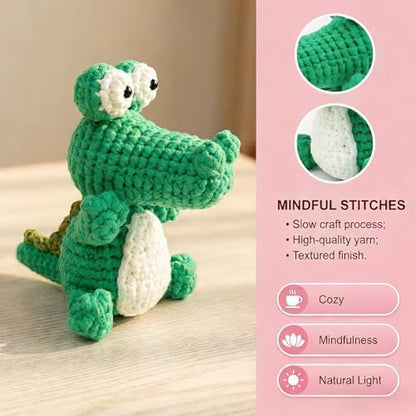 minimal beee Crocodile Crochet Kit for Beginners Easy Yarn Video Tutorials - Image 6