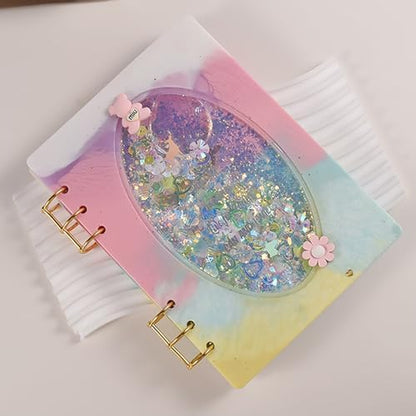 DIY Resin Shaker Journal Kit Oval Frame - Complete Set with Notebook Molds, Binder Refills - Image 5