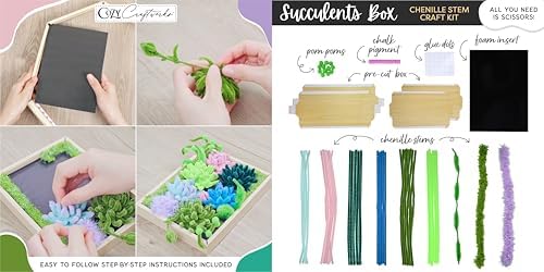 WeVeel Cozy Craftworks Chenille Stem Flower & Succulent Craft Kit for Adults – Create a Wildflower Bouquet and Succulent Box Garden – Relaxing DIY Botanical Arts & Crafts Set - Image 3