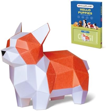 Corgi 3D Origami Paper Craft Kit, Easy DIY Pre-Cut Dog Paper Sculpture Model for Adults, Cute Animal Handmade Home Decor Papercraft Gift Set for Beginners by Unknown