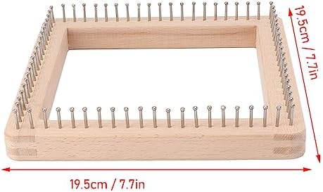 SALALIS Mini Knitting Loom, Square Knitting Tool with Hooks Wooden Crochet ard Square Knitting ard for Weaving Mat Hairband Blanket Sock Making Cushions (Large) - Image 2