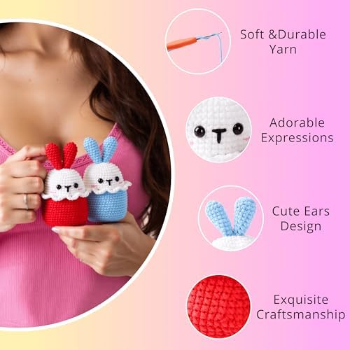CSWCS Crochet Kit for Beginners - Easy Starter Crochet Kit for Adults, Amigurumi Craft Gifts with Yarn, Hook & Video Tutorial, Knitting & Crochet Supplies (Animal) - Image 5