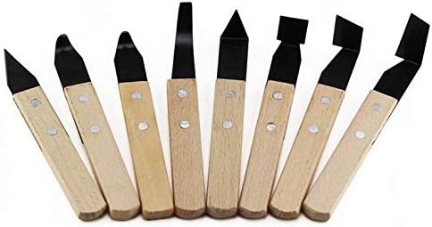 8 Pack Pottery Tools - Solid Wood Handle Stainless Steel Engraving Knives - Clay Hand Tools - Craft Trim Artist - Ceramic Tools Set Engraving, Shaping, Clay Sculpture, Styling - Image 4