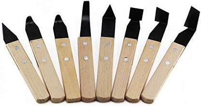 8 Pack Pottery Tools - Solid Wood Handle Stainless Steel Engraving Knives - Clay Hand Tools - Craft Trim Artist - Ceramic Tools Set Engraving, Shaping, Clay Sculpture, Styling - Image 4