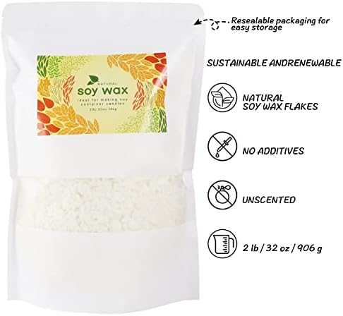 Wfmolcand Natural Soy Wax DIY Candle Making Supplies-Soy Wax Flakes- Making from Farm, No Additives, Harmless and Pure 2 lb (32 oz) - Image 2