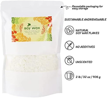 Candle Making Soy Wax-2 lb Bag（32oz）-Pure Nature DIY Soy Wax Flakes - Image 2