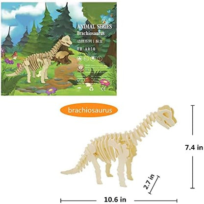 3D Wooden Dinosaur Puzzle, 3 Piece Set Wood Dino Skeleton Model Puzzle - Image 4